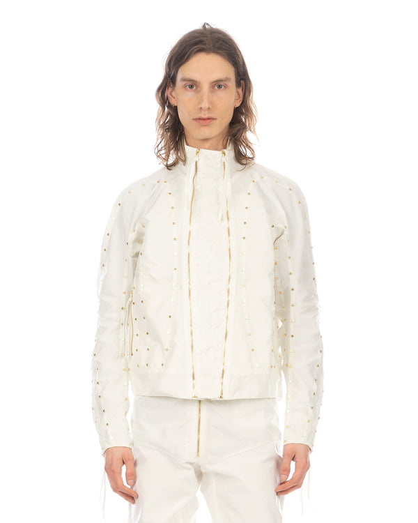 KANGHYUK | Airbag Stud Biker Jacket Off White - Concrete