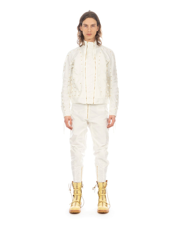 KANGHYUK | Airbag Stud Biker Jacket Off White - Concrete