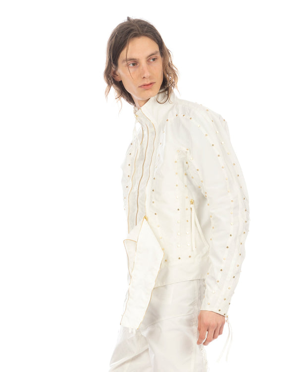 KANGHYUK | Airbag Stud Biker Jacket Off White - Concrete