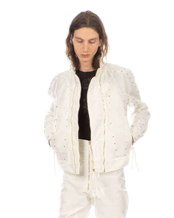 KANGHYUK | Airbag Stud Biker Jacket Off White - Concrete