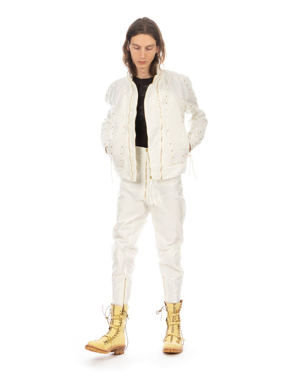 KANGHYUK | Airbag Stud Biker Jacket Off White - Concrete