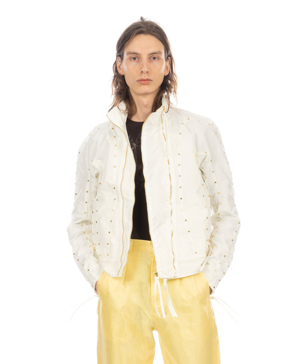 KANGHYUK | Airbag Stud Biker Jacket Off White - Concrete