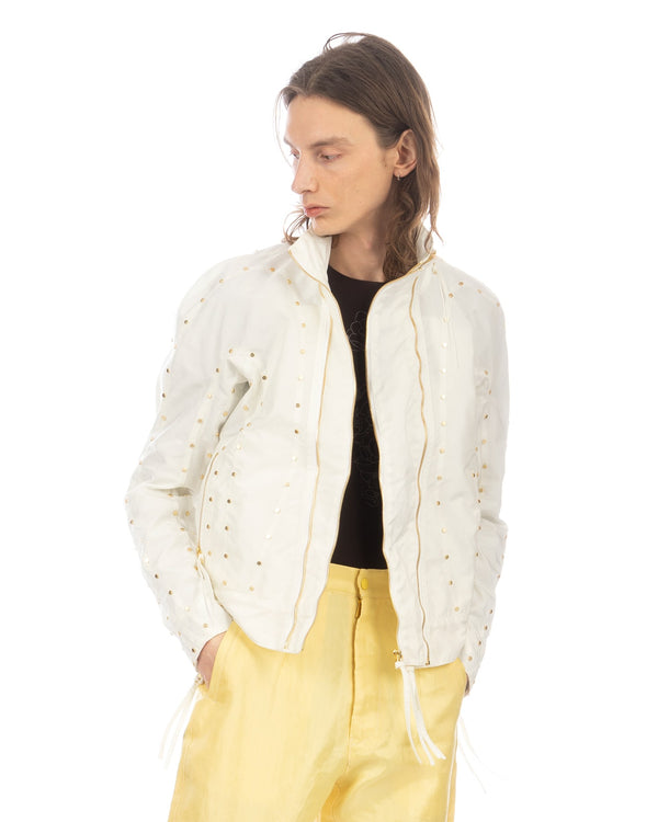 KANGHYUK | Airbag Stud Biker Jacket Off White - Concrete