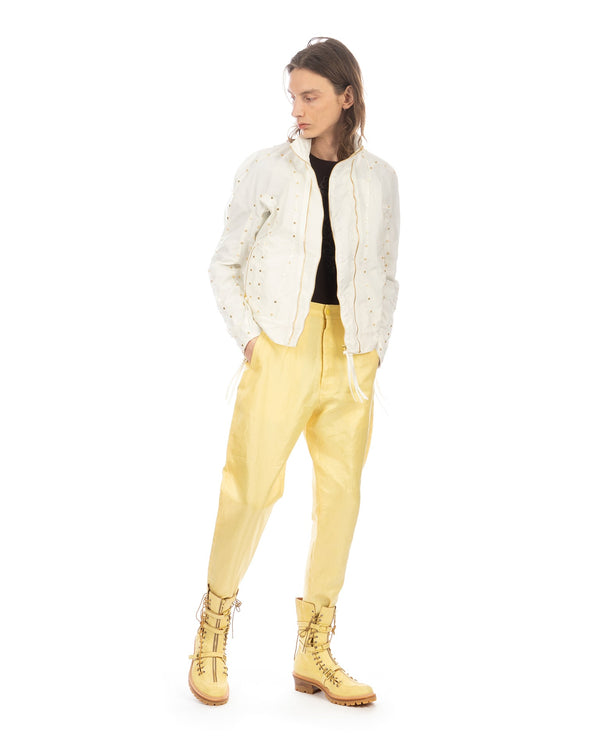 KANGHYUK | Airbag Stud Biker Jacket Off White - Concrete