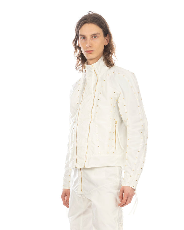 KANGHYUK | Airbag Stud Biker Jacket Off White - Concrete