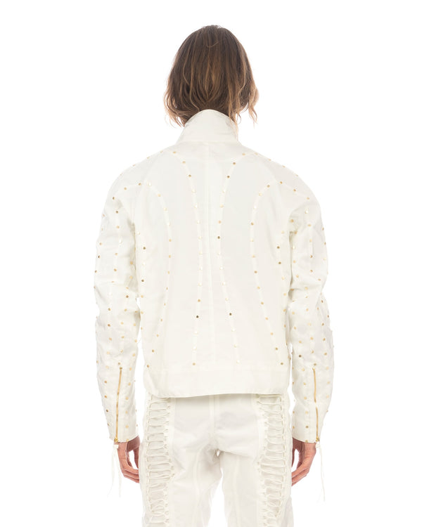 KANGHYUK | Airbag Stud Biker Jacket Off White - Concrete