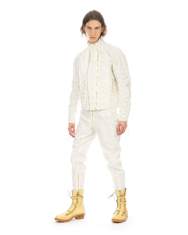 KANGHYUK | Airbag Stud Biker Jacket Off White - Concrete