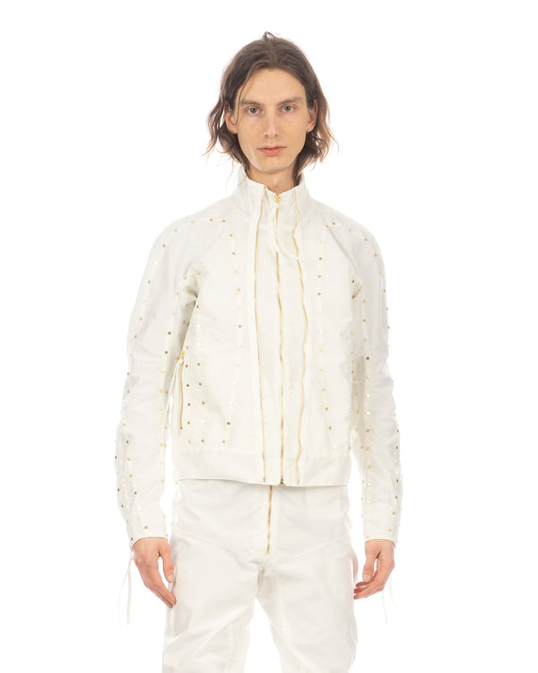 KANGHYUK | Airbag Stud Biker Jacket Off White - Concrete