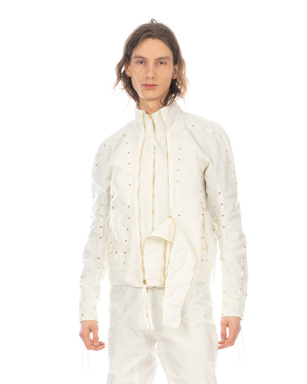 KANGHYUK | Airbag Stud Biker Jacket Off White - Concrete