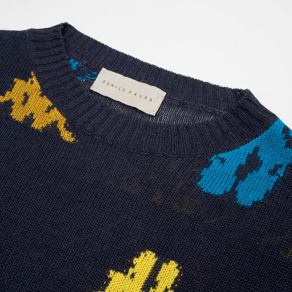 Kappa x Danilo Paura 'Abel' Jaquard Sweater Navy - Concrete