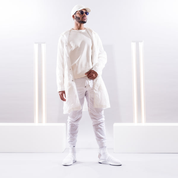 maharishi | Crushed Mac Coat White - Concrete
