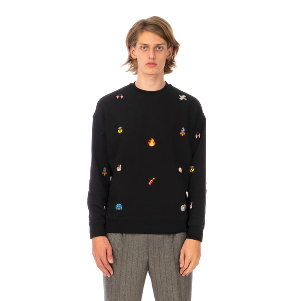 LC23 | Emoji Multi Embroidered Sweatshirt Black - Concrete