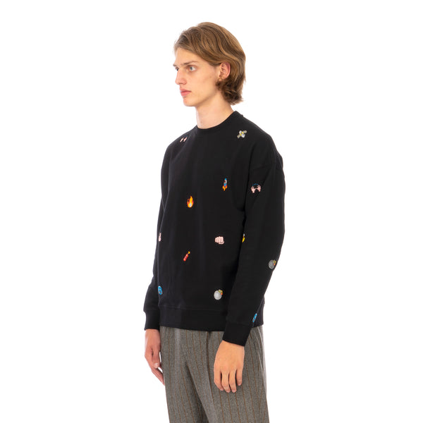 LC23 | Emoji Multi Embroidered Sweatshirt Black - Concrete