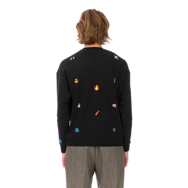 LC23 | Emoji Multi Embroidered Sweatshirt Black - Concrete