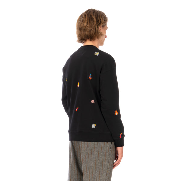 LC23 | Emoji Multi Embroidered Sweatshirt Black - Concrete