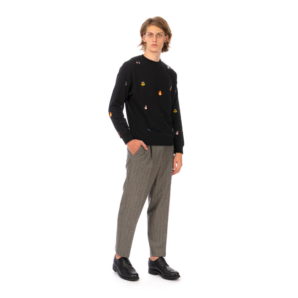 LC23 | Emoji Multi Embroidered Sweatshirt Black - Concrete