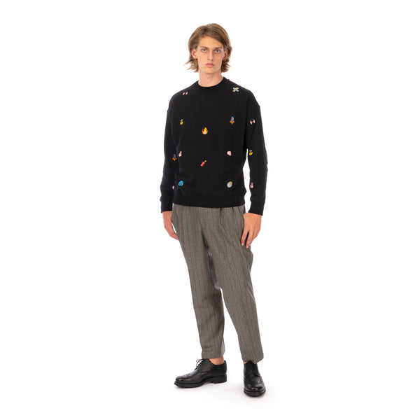 LC23 | Emoji Multi Embroidered Sweatshirt Black - Concrete