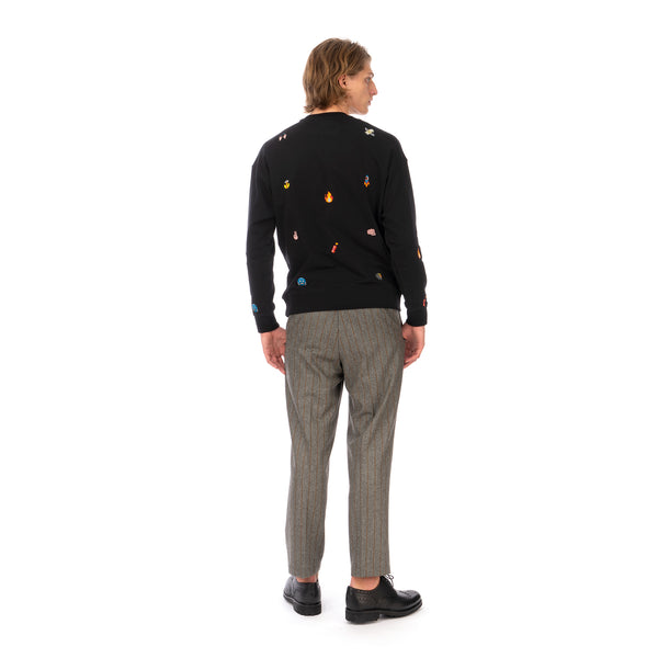 LC23 | Emoji Multi Embroidered Sweatshirt Black - Concrete