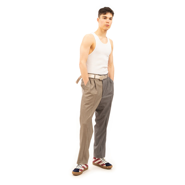 LC23 | 2 Colors Gessato Trousers Grey - Concrete