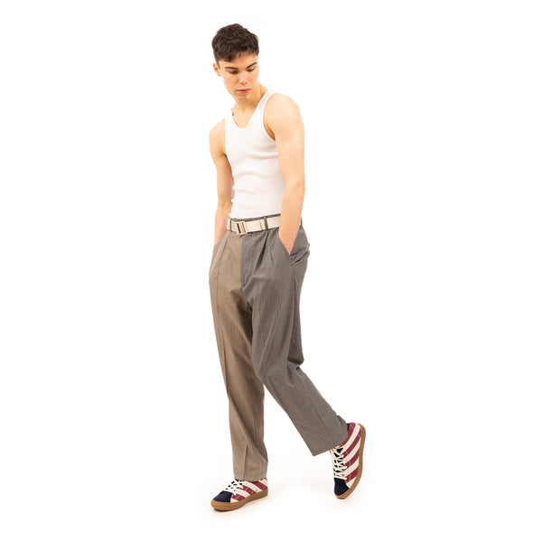 LC23 | 2 Colors Gessato Trousers Grey - Concrete
