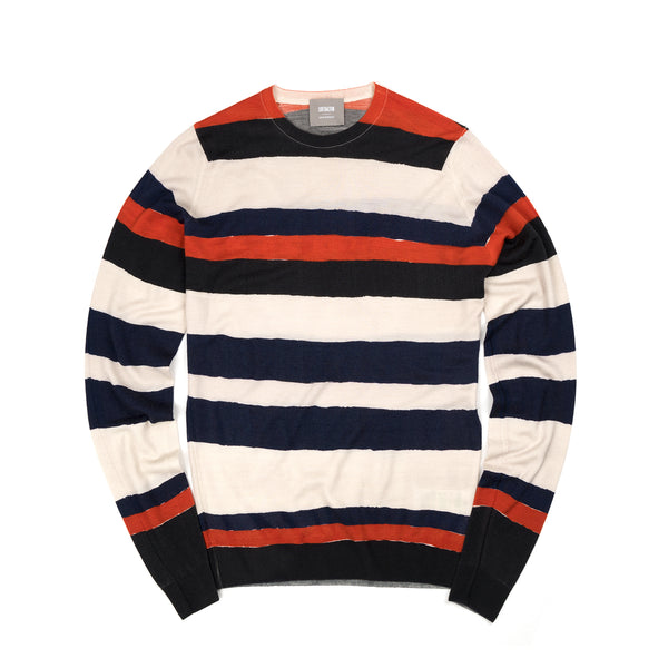 Lou Dalton | x John Smedley Hand Drawn Stripe Crew Red/Navy - Concrete