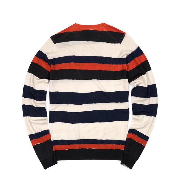Lou Dalton | x John Smedley Hand Drawn Stripe Crew Red/Navy - Concrete