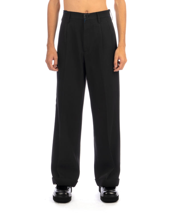 Marni | Frayed Wool Grain De Poudre Trousers Black - Concrete