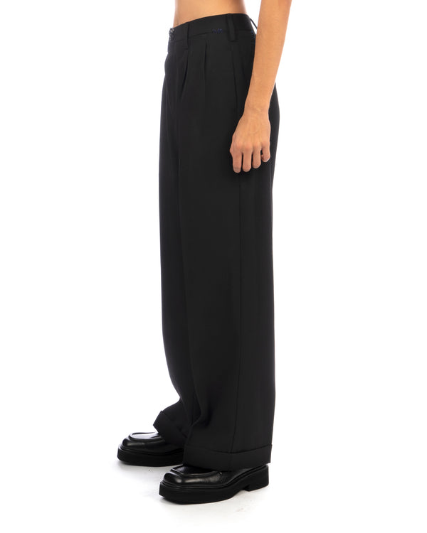 Marni | Frayed Wool Grain De Poudre Trousers Black - Concrete