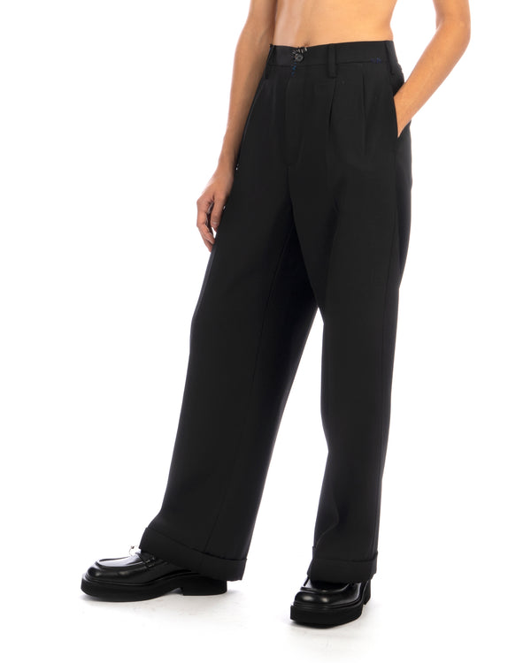 Marni | Frayed Wool Grain De Poudre Trousers Black - Concrete