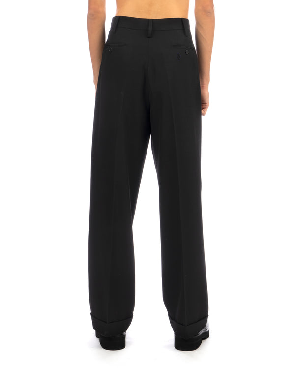 Marni | Frayed Wool Grain De Poudre Trousers Black - Concrete