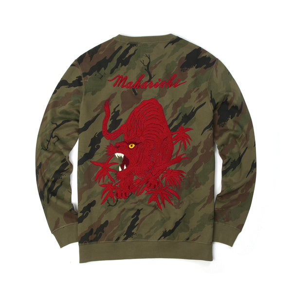 maharishi | Camo Red Tiger Crew Sweat Woodland - Concrete