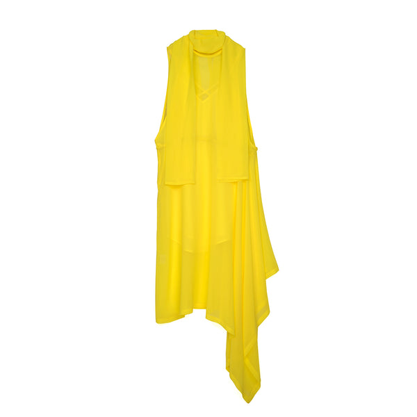 Marios Asymmetric Dress + Under Vest Yellow - Concrete