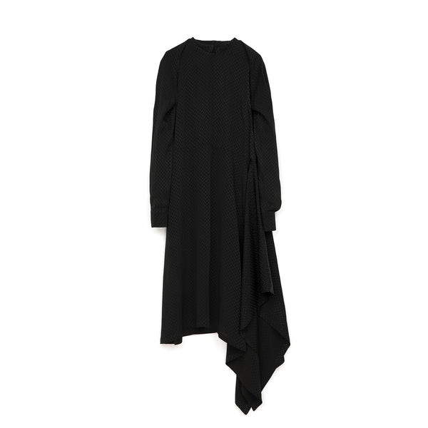 Marios Asymmetric Dress w/ Seperate Sleeves Black - Concrete