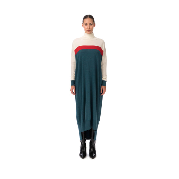 Marios Multicolor Maxi J-Dress White / Red / Petrol Blue - Concrete