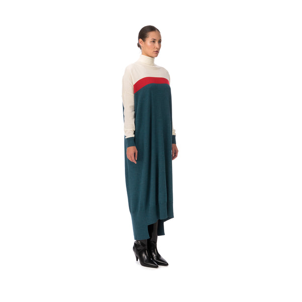 Marios Multicolor Maxi J-Dress White / Red / Petrol Blue - Concrete