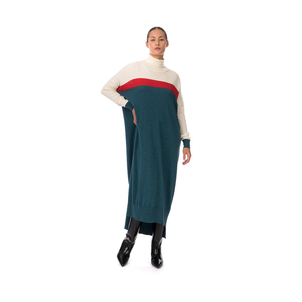 Marios Multicolor Maxi J-Dress White / Red / Petrol Blue - Concrete