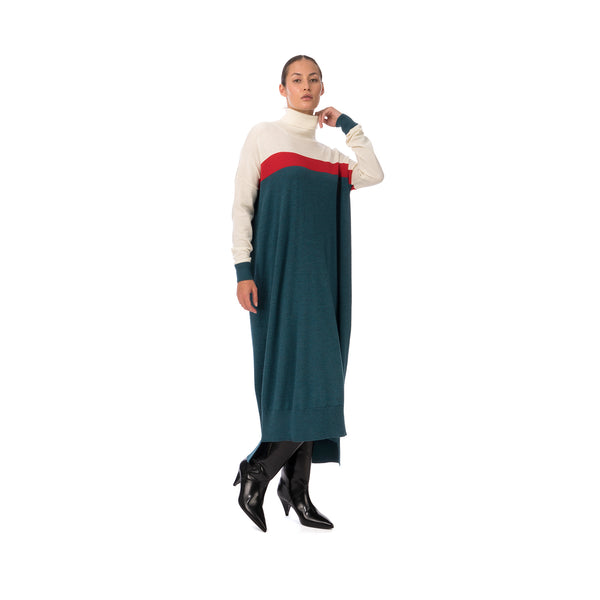 Marios Multicolor Maxi J-Dress White / Red / Petrol Blue - Concrete