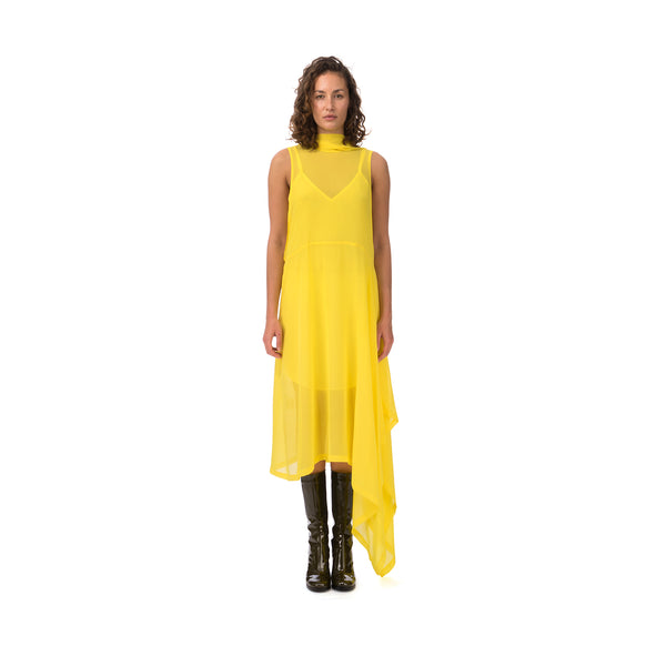 Marios Asymmetric Dress + Under Vest Yellow - Concrete