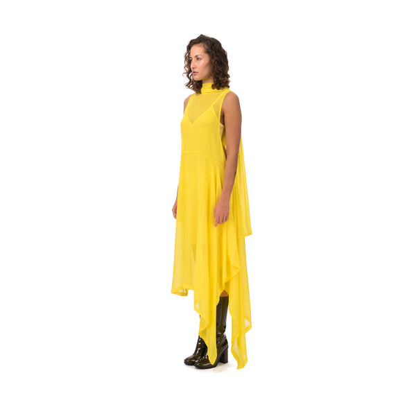 Marios Asymmetric Dress + Under Vest Yellow - Concrete