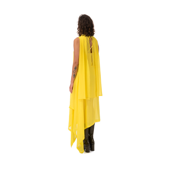 Marios Asymmetric Dress + Under Vest Yellow - Concrete