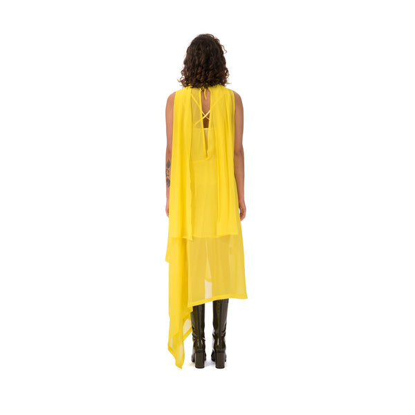 Marios Asymmetric Dress + Under Vest Yellow - Concrete