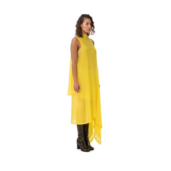 Marios Asymmetric Dress + Under Vest Yellow - Concrete