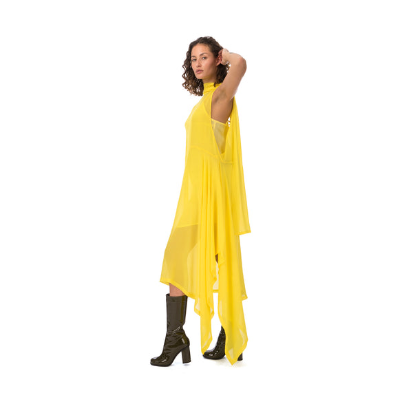 Marios Asymmetric Dress + Under Vest Yellow - Concrete