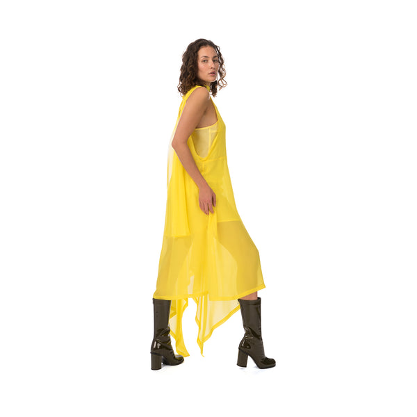 Marios Asymmetric Dress + Under Vest Yellow - Concrete