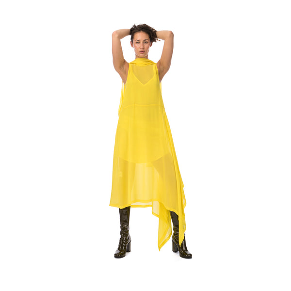 Marios Asymmetric Dress + Under Vest Yellow - Concrete