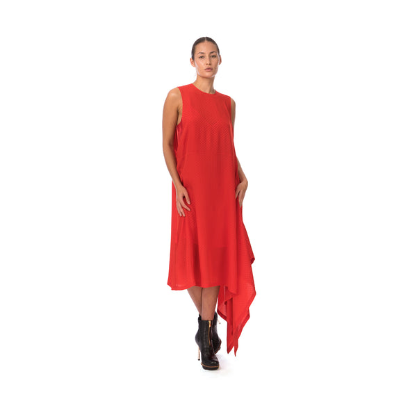 Marios Asymmetric Dress w/ Seperate Sleeves Red - Concrete