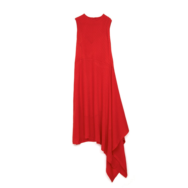 Marios Asymmetric Dress w/ Seperate Sleeves Red - Concrete