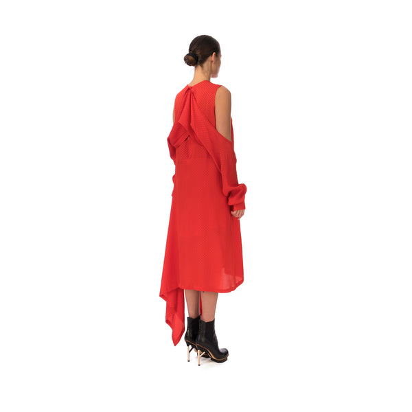 Marios Asymmetric Dress w/ Seperate Sleeves Red - Concrete