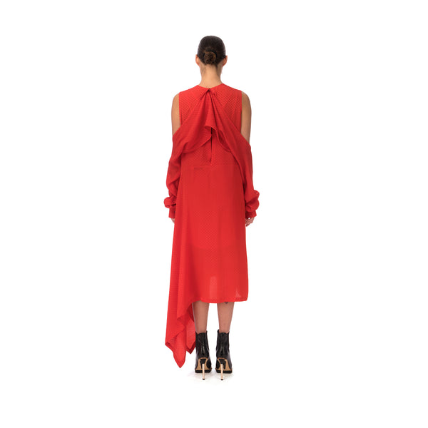 Marios Asymmetric Dress w/ Seperate Sleeves Red - Concrete