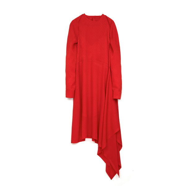 Marios Asymmetric Dress w/ Seperate Sleeves Red - Concrete